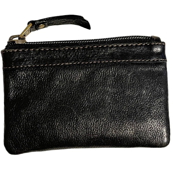Fossil ID Zip Pouch Wristlet, Black Leather - Picture 2 of 9